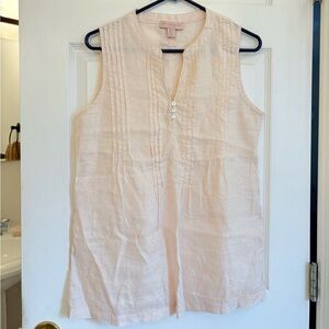 100% Linen Women's Sleeveless light Pink Top